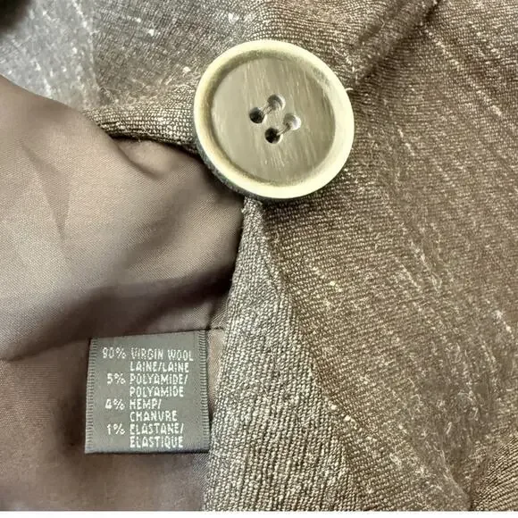LAFAYETTE 148 NEW YORK Blazer Brown Tweed Hemp Wool Old Money 8 Pet Quiet Luxury - Picture 6 of 8